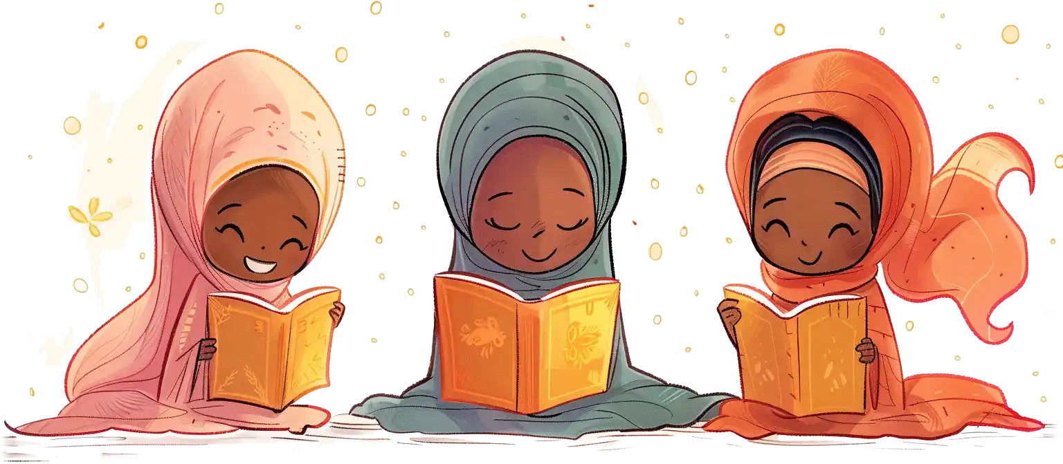 Girls reading Islamic books